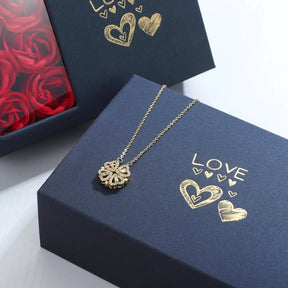 Clover Hearts Necklace Rose Gift Box