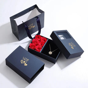 Clover Hearts Necklace Rose Gift Box