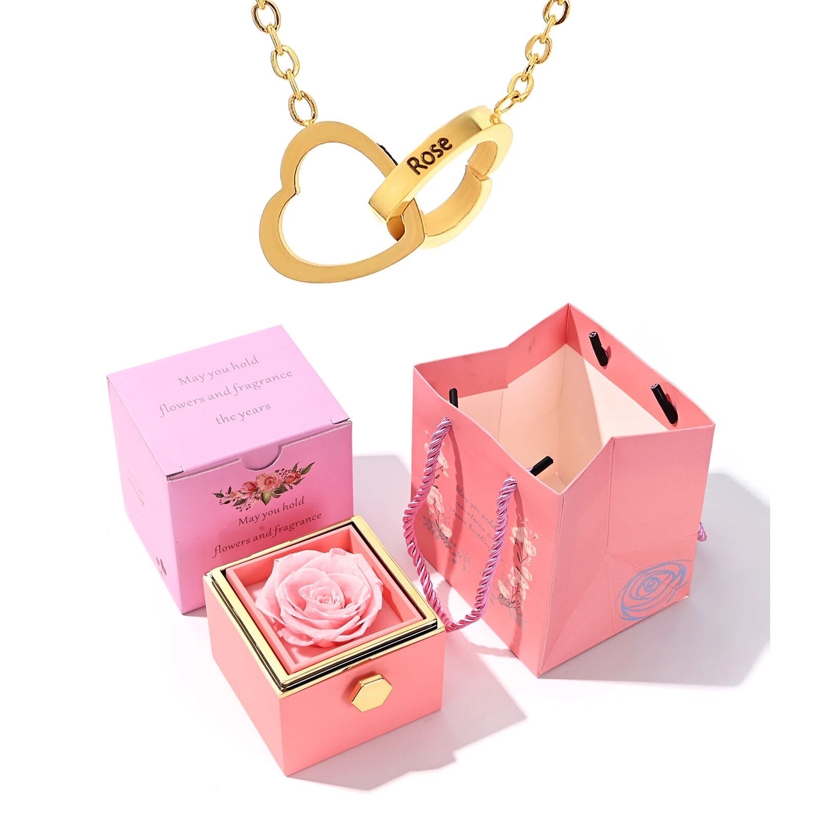 Eternal Rose Box - Engraved Necklace & Real Rose