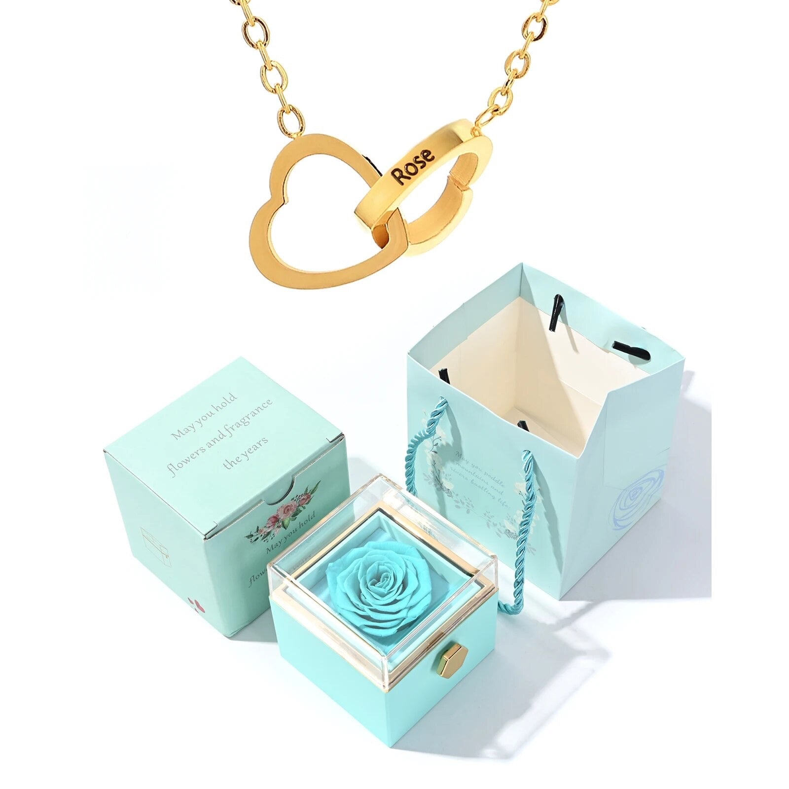 Eternal Rose Box - Engraved Necklace & Real Rose