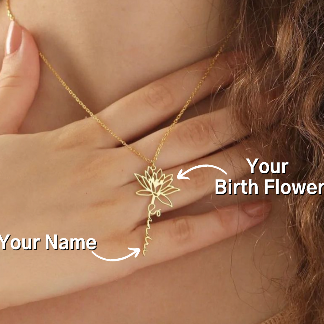 Birth Flower Name Necklace